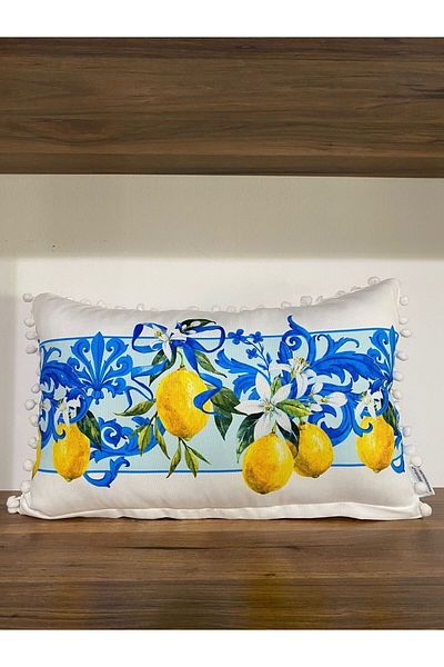 KIRLENTİM H123-5030 Ψηφιακή τυπωμένη μαξιλαροθήκη διπλής όψης με μοτίβο με πομπόν στις άκρες