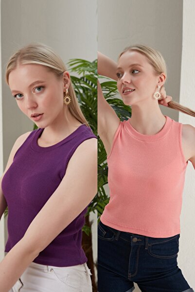 Seise Tekstil Дамска блуза с оребрено деколте, 2 пакета