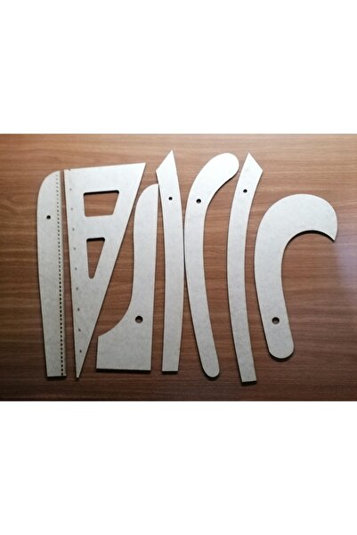 Ferisa Home 7Lİ AHŞAP RİGA SETİ RİGA GÖNYE TAKIMI TERZİ CETVELİ