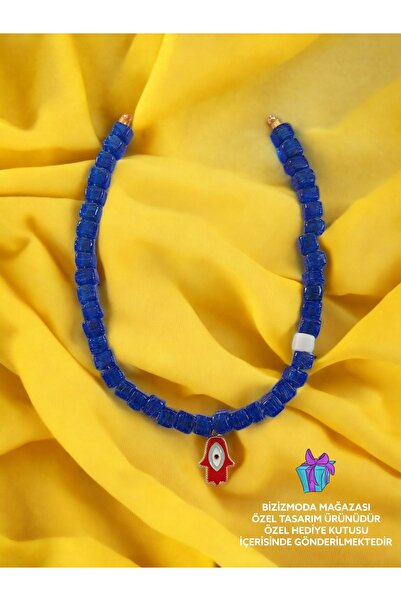 bizizmoda Bodrum Glass Bead Serenay Glass Necklace Evil Eye Bead Necklace