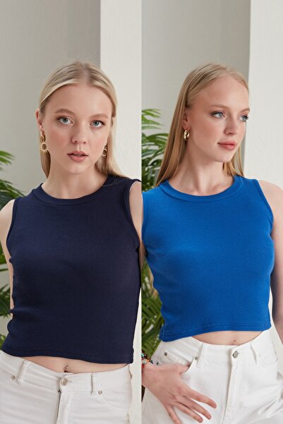 Seise Tekstil Дамска блуза с оребрено деколте, 2 пакета