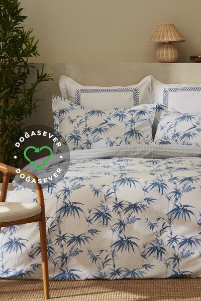 Karaca Home Σετ Παπλωματοθήκη μονής Doğasever Grove Bamboo Indigo