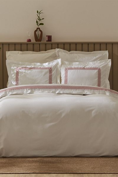 Karaca Home Doğasever Dakota Bamboo Κεντημένο Διπλό Σετ Παπλωματοθήκη Coral