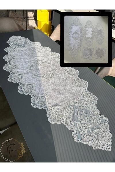 Sevda Home Collection طقم غرفة معيشة برباط فرنسي مخملي باللون الرمادي مكون من...