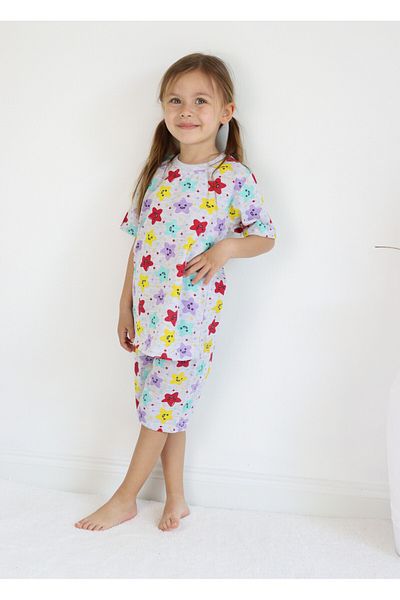 Harika KIDS Girl's Gray Printed Shorts Bottom-Top Basic Suit Age 3-10