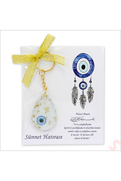 Süsle Baby Party Epoksi Nazarlı Kartlıklı Sünnet Anahtarlık, Altın - 1 Adet