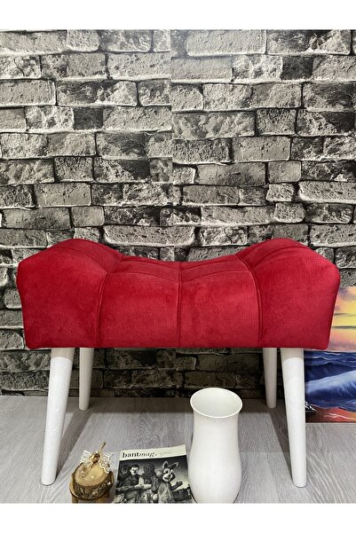 Arkın Puf Ahşap Ayak Kırmızı ,spor Modern Tasarım, Çima Dikiş .