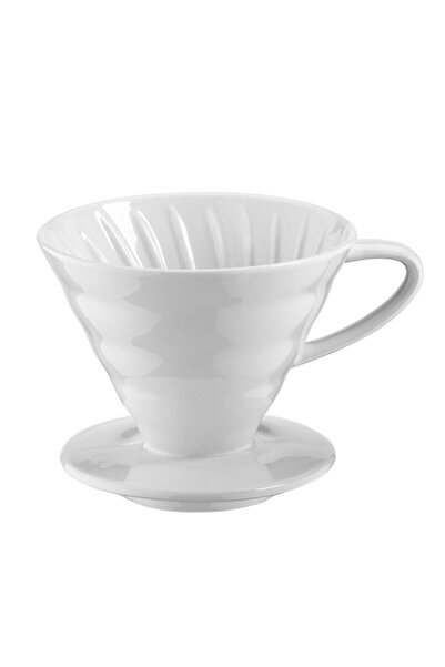 Kütahya V60 Dripper Kahve Demleme Ekipmanı Beyaz Seramik