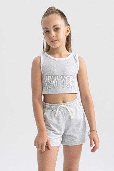 DeFacto Girl's Printed Crop Athlete Shorts Set of 2 B0742a823hs