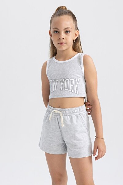 DeFacto Girl's Printed Crop Athlete Shorts Set of 2 B0742a823hs