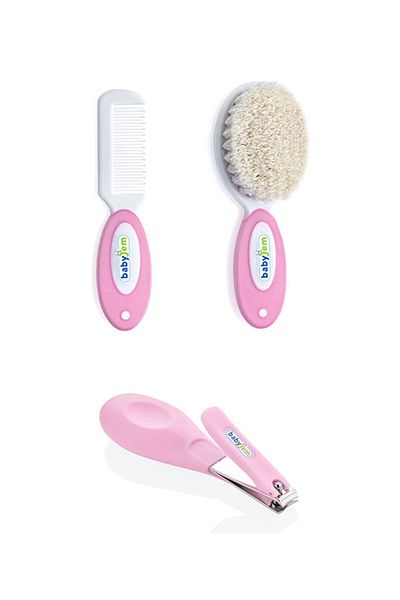 Babyjem 2-Piece Baby Care Set - Brush Comb + Snap Nail Clipper - Pink