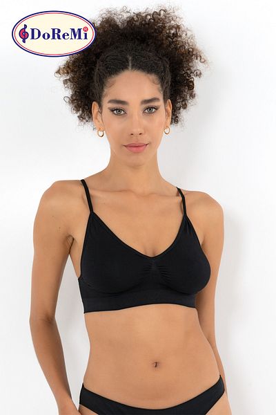 Doremi Seamless Bustier Black Crop Sports Daily Work Women's Crop Seamless Knit