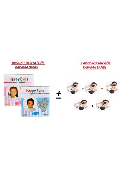 Rotantix Children's Eye Covering Patch 100 Pieces Box Eye Pad Different Patterns + 5 Pirate Eye Patches