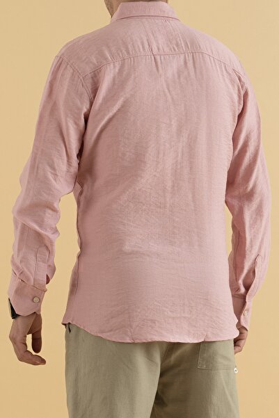 Souris Slim Fit Ανδρικό πουκάμισο βισκόζης Kerten σε σκόνη