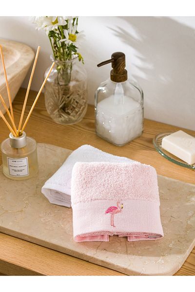 LC Waikiki Bestickte Baumwollhandtücher im 2er-Pack, 30 x 50 cm