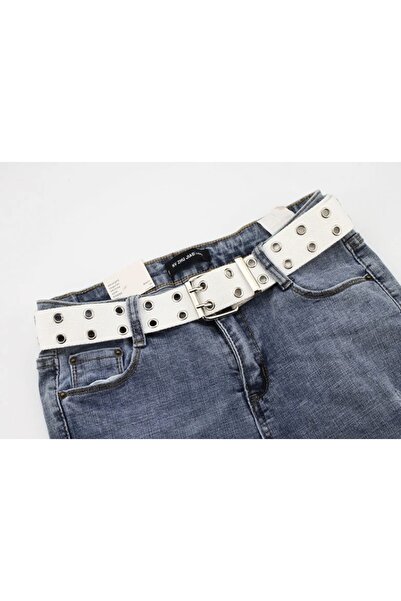 DEFLİNMODA Centura alba cu catarama patrata