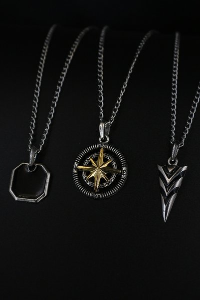Dukkanka 3'lü Künye, Kutup Pusula Ve Mineli Ok Ucu Kolye Seti