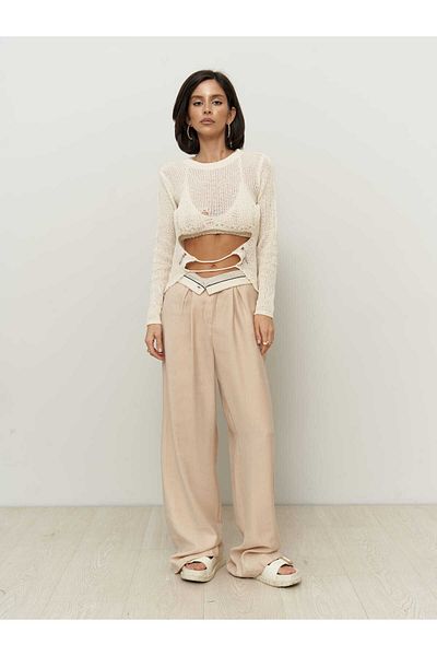 BOHEMAİ Tessa Lyocell Beige Palazzo-Hose