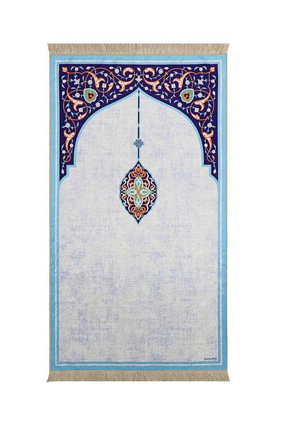 Bursa İpek Turquoise Velvet Rug Prayer Rug