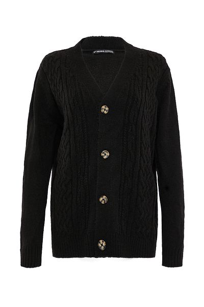 Threadbare Cardigan THB Tanzanite Cable Button Up Cardigan Black