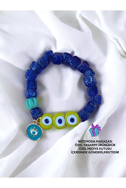 bizizmoda Glass Basement Bead Charm Evil Eye Bead Bracelet Evil Eye Beaded Br...
