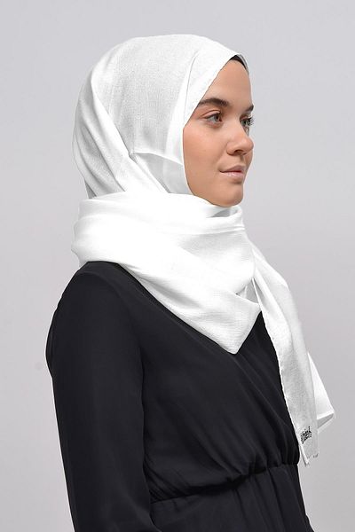 Altobeh Γυναικείο μονόχρωμο Glitter Glitter Hijab Γυαλιστερό βραδινό σάλι - Λευκό