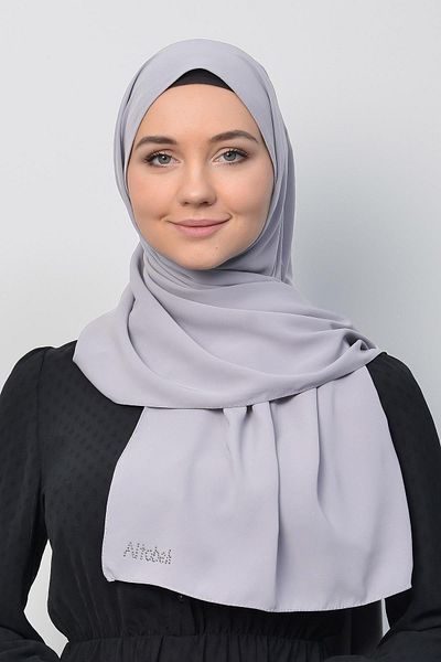 Altobeh Medina Silk Straight Hijab Shawl-Light Gray