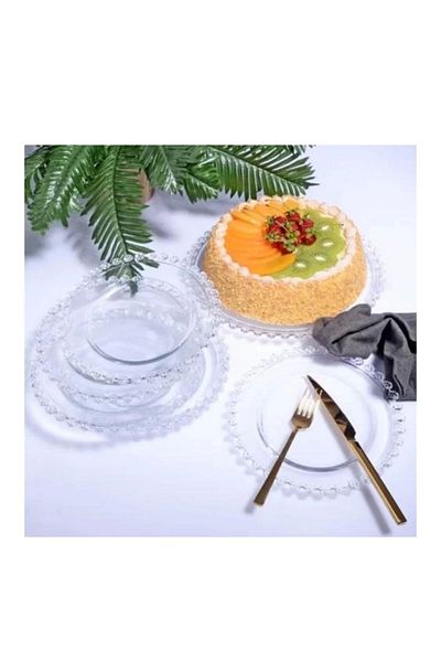 Kosova SUR07 Glass Daisy Cake Serving Set 7 Pieces