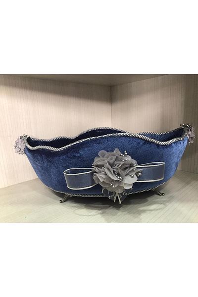 MASALSÜSEVİ Oval Gondola and Towel Holder Decorated with Velvet Artificial Flowers