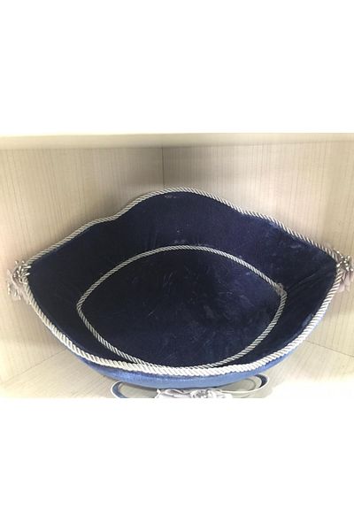 MASALSÜSEVİ Oval Gondola and Towel Holder Decorated with Velvet Artificial Flowers