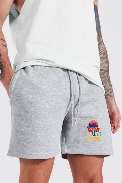 NAKRUF Regular Fit Printed Gray Shorts