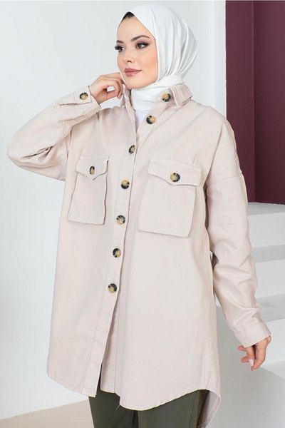 benguen 23049 Bellows Pocket Detailed Jacket Stone Color