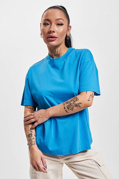 ONLY Γυναικείο μπλουζάκι Onllaura 100% βαμβακερό λαιμόκοψη 15299418 μπλε