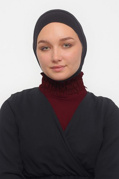 Altobeh Claret Red Women's Hijab Neck Collar - Lace, Ruffle and Rubber Drawstring Turtleneck