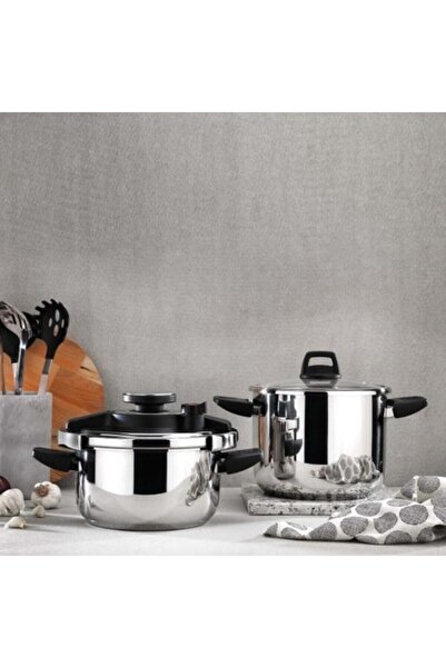 Schafer Compact Pressure Cooker Set 4+6,5 Lt 4 Pieces Black