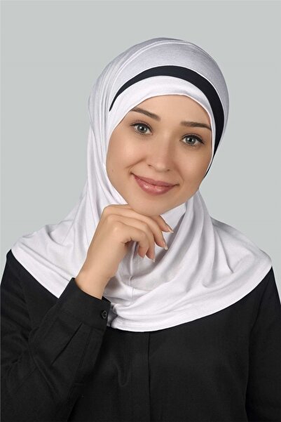 Altobeh Практична шарф-хустка, спеціальна модель з півмісяцем, детально оздоблена - біла - чорна