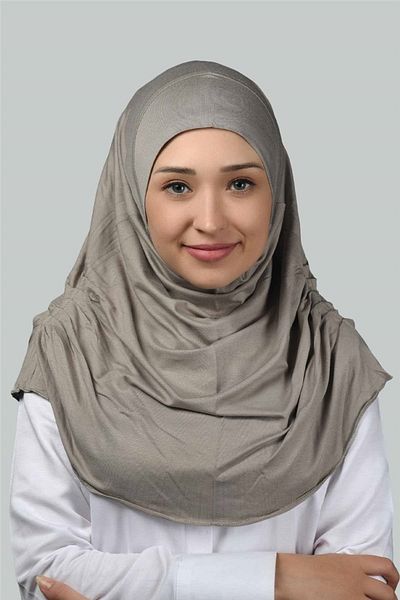 Altobeh Έτοιμο τουρμπάνι Shirred Πλισέ πρακτικό κασκόλ Hijab Hijab - Πανί προσευχής - Light Mink