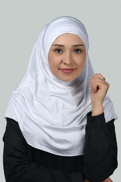 Altobeh Έτοιμο τουρμπάνι Shirred Πλισέ Πρακτικό Φουλάρι Hijab Hijab - Πανί προσευχής - Λευκό