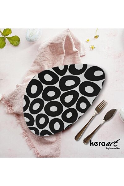 Keramika 35 cm Oscar servis tabağı 2'li black&white love k2