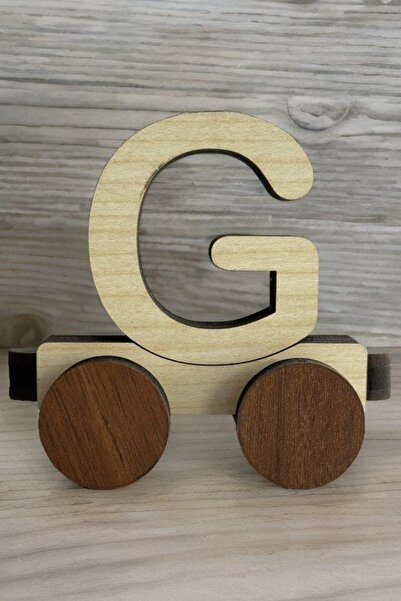 SaltanArt اسم قابل للكتابة حرف قطار حرف G مع مغناطيس خشبي وعجلة دوارة ومغناطي...