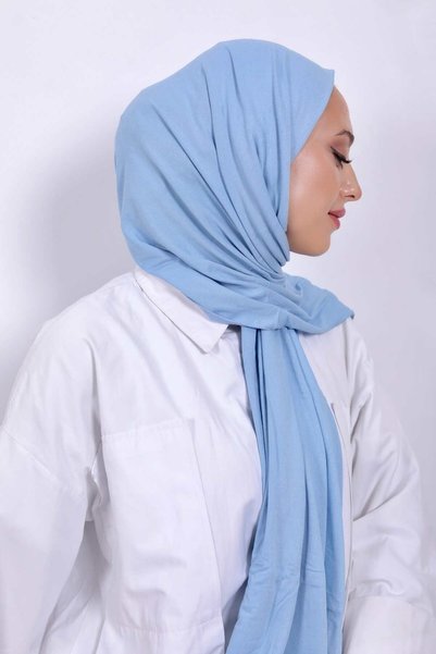 Beyzak Baby Blue Luxury Combed Cotton Shawl - Women's Hijab Jersey Hijab Lycra Shawl