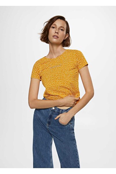 MANGO Woman Logo Işlemeli Desenli Tişört