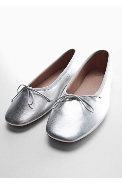 MANGO Woman Kožené balerínky s detailem kravaty