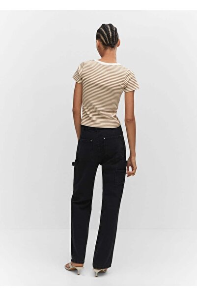 MANGO Woman Ριγέ υφαντό μπλουζάκι