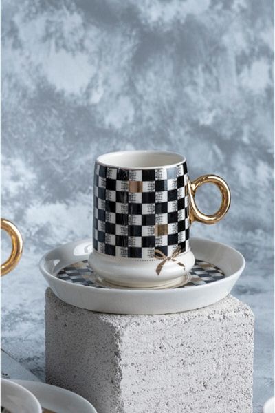 ACAR 22-0125 Almond 6 Porcelain Coffee Cup Set
