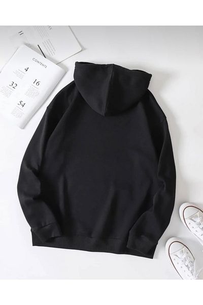 BYMEER Hanorac oversize pentru damă cu imprimeu Black Panda Koala