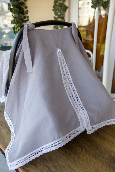 Babynest Stroller Cover/Stroller Cover 100% Cotton Muslin Gray