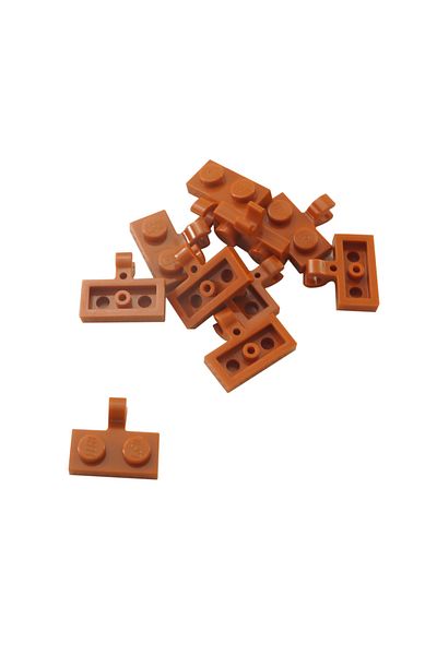 LEGO 1 X 2 Horizontal Clip Dark Orange Brick - 4Pcs Modified Accessories Plate
