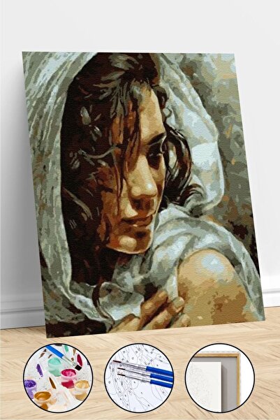 kendinyaphobi Sayılarla Boyama Seti Çerçeveli Kasnaklı Masum Güzel 40 x 50 cm