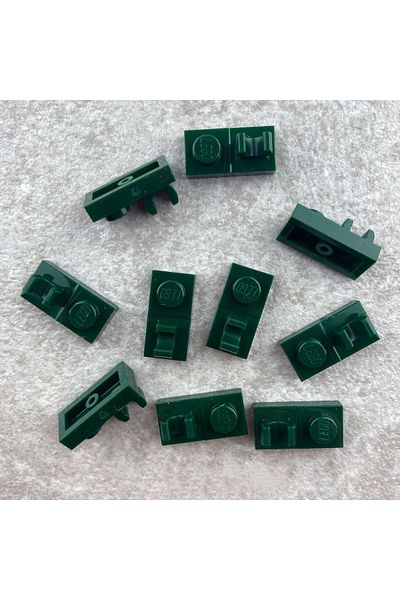LEGO Custom Accessory Plate Modified 1 x 2 O Clip in the Middle Dark Green Brick 4 pieces to send